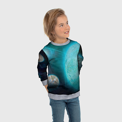 Детский свитшот Космос и планеты / 3D-Меланж – фото 3