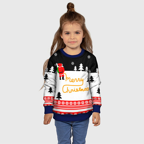 Детский свитшот Merry christmas - Санта Клаус / 3D-Синий – фото 4