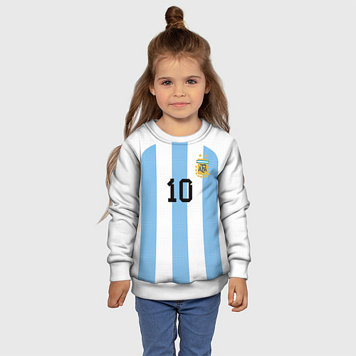 Детский свитшот Месси Аргентина ЧМ 2022 / 3D-Белый – фото 4