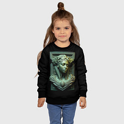 Свитшот детский Нейросеть - барельеф античной девушки, цвет: 3D-черный — фото 2