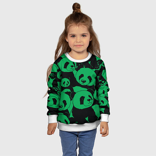 Детский свитшот Panda green pattern / 3D-Белый – фото 4