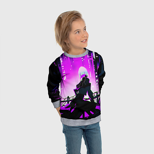 Детский свитшот Люси нетраннер - фиолетовый / 3D-Меланж – фото 3
