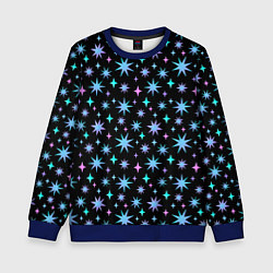 Свитшот детский Зимние цветные звезды, цвет: 3D-синий