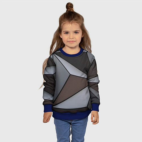 Детский свитшот Металлическая геометрическая броня / 3D-Синий – фото 4