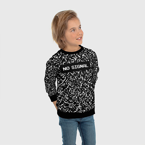 Детский свитшот Глитч - нет сигнала / 3D-Черный – фото 3