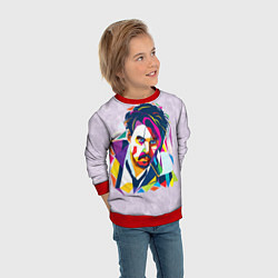 Свитшот детский Геометрический портрет Джонни Деппа, цвет: 3D-красный — фото 2