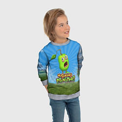 Свитшот детский My Singin Monsters - Зерномех, цвет: 3D-меланж — фото 2