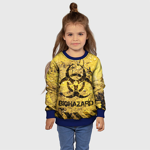 Детский свитшот Danger biohazard / 3D-Синий – фото 4