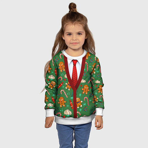 Детский свитшот Новогодний свитер с печеньками / 3D-Белый – фото 4