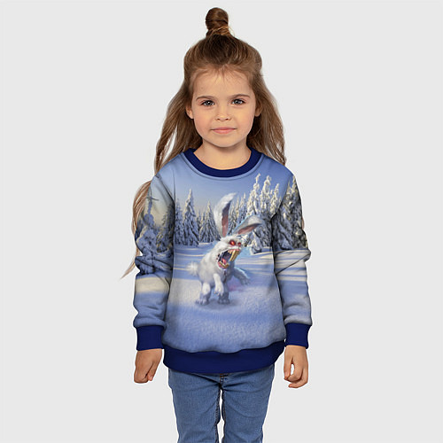 Детский свитшот Свирепый новогодний зайчара / 3D-Синий – фото 4
