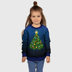 Свитшот детский Новогодняя елка с яркой звездой, цвет: 3D-синий — фото 2