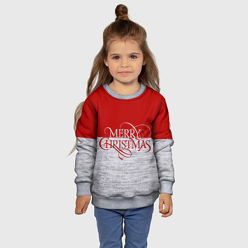 Детский свитшот Merry Christmas красный / 3D-Меланж – фото 4