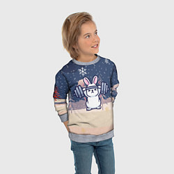 Свитшот детский Зайчонок со штангой, цвет: 3D-меланж — фото 2