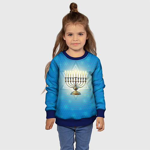 Детский свитшот Ханука праздник света / 3D-Синий – фото 4