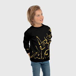 Свитшот детский Золотая каллиграфия на черном фоне, цвет: 3D-черный — фото 2