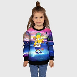 Свитшот детский Барт Симпсон с пончиками в космическом пространств, цвет: 3D-черный — фото 2