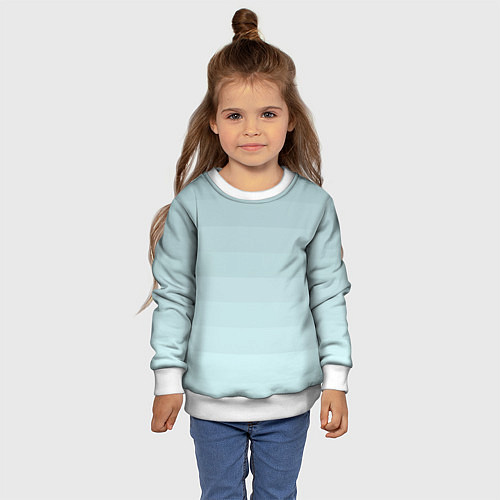 Детский свитшот Голубые горизонтальные полосы, градиент / 3D-Белый – фото 4