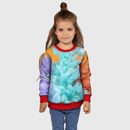 Детский свитшот Красочный и разноцветный дым / 3D-Красный – фото 4