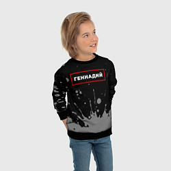 Свитшот детский Геннадий - в красной рамке на темном, цвет: 3D-черный — фото 2