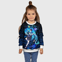 Свитшот детский Странник - Скарамучча, цвет: 3D-белый — фото 2