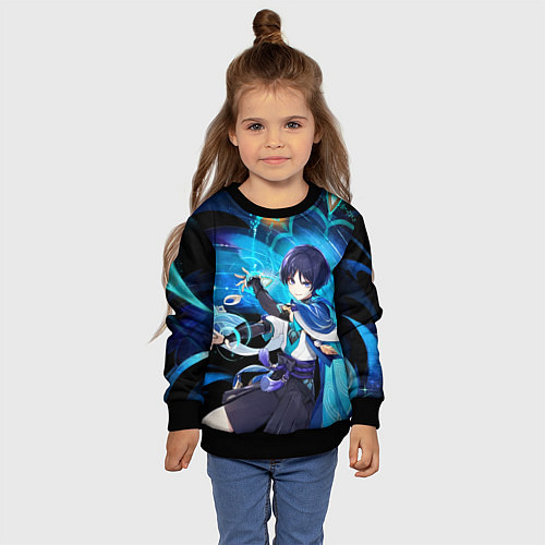 Детский свитшот Странник: Genshin impact / 3D-Черный – фото 4