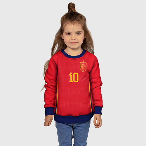 Детский свитшот Педри ЧМ 2022 сборная Испании / 3D-Синий – фото 4