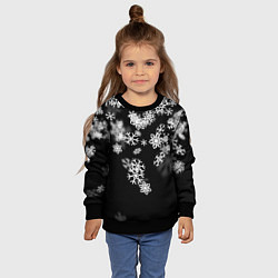 Свитшот детский Белые снежинки, цвет: 3D-черный — фото 2