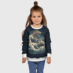 Свитшот детский Морской дракон в японском стиле, цвет: 3D-белый — фото 2