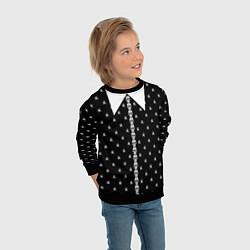 Свитшот детский Уэнсдей Аддамс: униформа с черепами, цвет: 3D-черный — фото 2