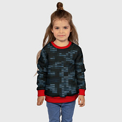 Свитшот детский Чёрные и синие блоки во тьме, цвет: 3D-красный — фото 2