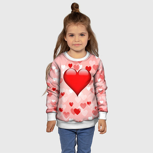 Детский свитшот Огромное сердце / 3D-Белый – фото 4