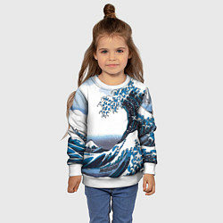 Свитшот детский Цунами в Японии, цвет: 3D-белый — фото 2