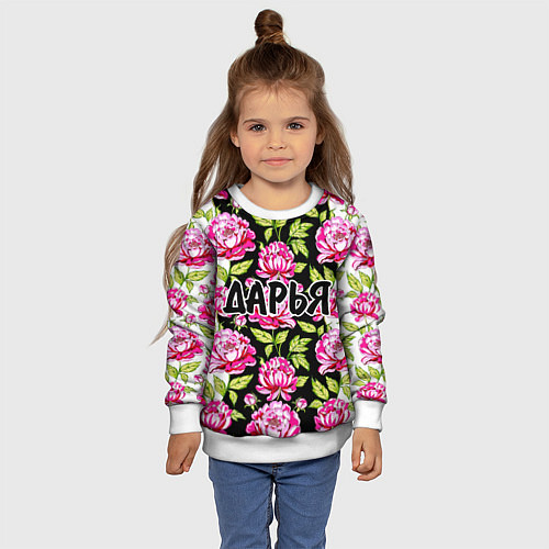 Детский свитшот Дарья в цветах / 3D-Белый – фото 4