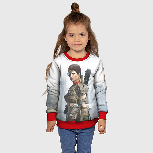 Детский свитшот Fallout 4 - character - ammunition / 3D-Красный – фото 4