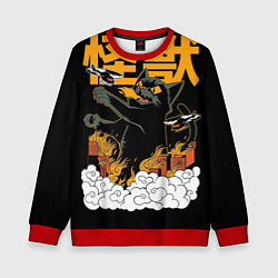 Свитшот детский Кот-годзилла, цвет: 3D-красный