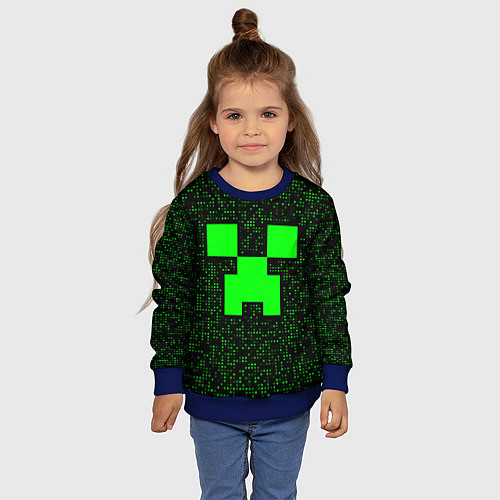 Детский свитшот Minecraft green squares / 3D-Синий – фото 4