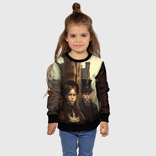 Детский свитшот Victorian boy and girl / 3D-Черный – фото 4
