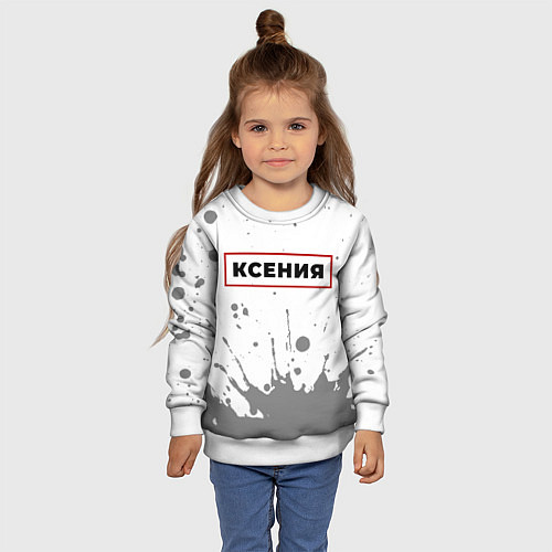 Детский свитшот Ксения - в красной рамке на светлом / 3D-Белый – фото 4