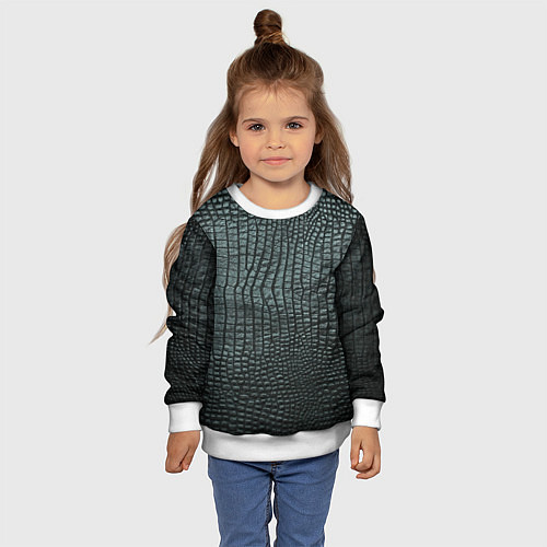 Детский свитшот Кожа крокодила - fashion / 3D-Белый – фото 4