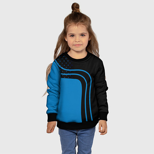 Детский свитшот Синие полоски / 3D-Черный – фото 4