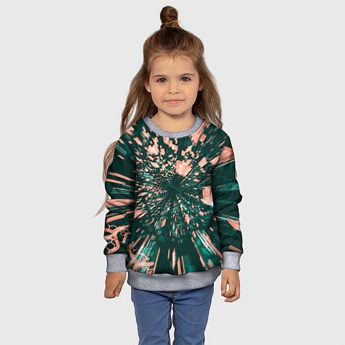 Детский свитшот Абстрактные полупрозрачные летящие блоки / 3D-Меланж – фото 4