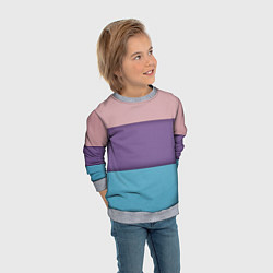 Свитшот детский Трёхцветный паттерн - розовый, фиолетовый и синий, цвет: 3D-меланж — фото 2