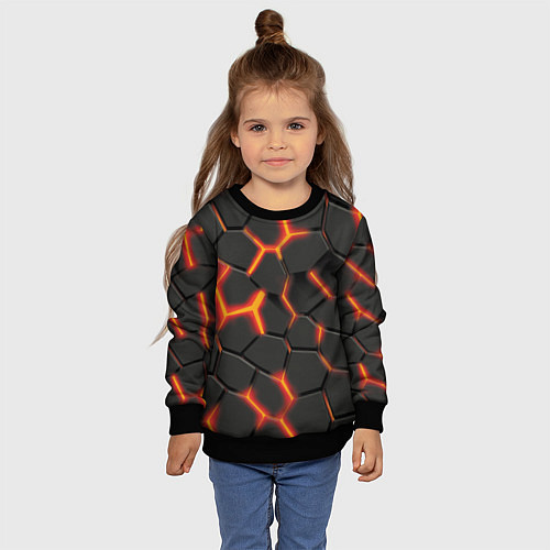 Детский свитшот Разлив лавы / 3D-Черный – фото 4