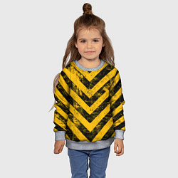Свитшот детский WARNING - желто-черные полосы, цвет: 3D-меланж — фото 2