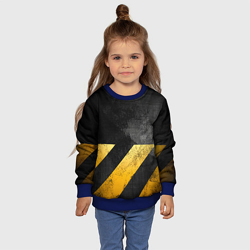 Детский свитшот Желтые предупреждающие полосы / 3D-Синий – фото 4
