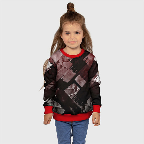 Детский свитшот Красные и чёрные полосы / 3D-Красный – фото 4