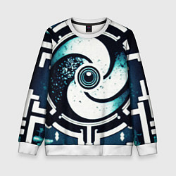 Свитшот детский Абстракция стимпанк в синих оттенках, цвет: 3D-белый