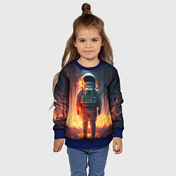 Свитшот детский Космонавт в горящем лесу, цвет: 3D-синий — фото 2