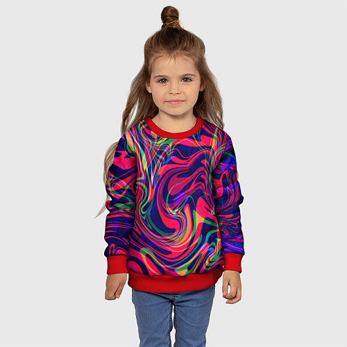 Детский свитшот Яркие волны / 3D-Красный – фото 4