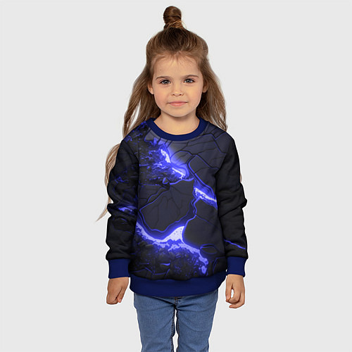 Детский свитшот Красивая синяя неоновая лава / 3D-Синий – фото 4